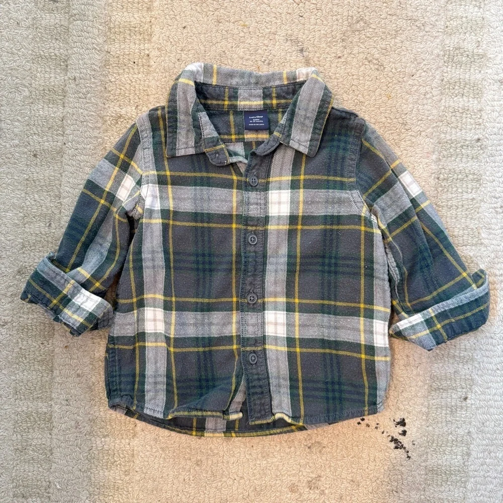 Baby Gap Green Plaid Flannel Shirt